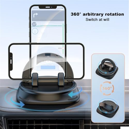 Car Phone Holder Mount, Dashboard Cell Phone Stand with Anti-Slip Base, Dual Adjustable Clips, Universal Compatibility (Ring) – Enhanced Compatibility and Speed