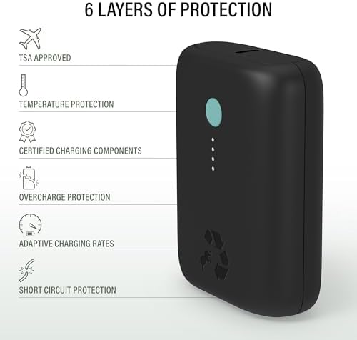 Champ Lite Ultra-Compact 5200 m Ah Fast Charge Power Bank – 15 W Dual USB-C & A Ports, Essential Travel Battery Pack for i Phone, Galaxy, Pixel, Mac Book, i Pad, Kindle, Air Pods & More – Lightweight Portable Charger with Charging Cable for On-the-Go Energy Solutions