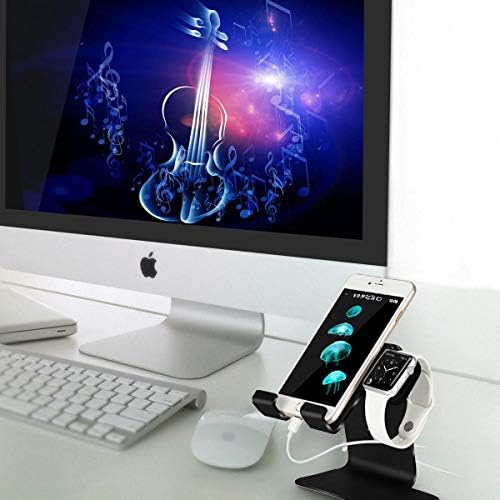 Sleek Dual Charging Station for Apple Watch & i Phone – Universal Compatibility for All Models (38 mm to 49 mm) – Fast-Charging Aluminum Dock in Silver Grey – Elevate Your Charging Experience with Enhanced Speed and Style – Perfect for Home or Office Organization – Tangle-Free Solution for Busy Lifestyles