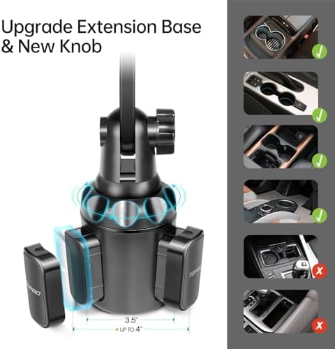 TOPGO Adjustable Car Cup Phone Holder – Secure, No-Wobble Smartphone Mount for i Phone 16 & 4.0-7.0 Inch Devices – Enhance Driving Safety with Optimal Visibility and Easy Access – Sleek Black Design for Any Vehicle