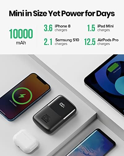 INIU 10,000 m Ah Ultra-Compact Power Bank – Smallest 22.5 W Fast Charger with Dual USB-C Inputs/Outputs, Triple Device Charging, & Integrated Phone Holder – Ultimate Compatibility with i Phone 16/15/14/13/12, Samsung S23, Google Devices, & More – Perfect for Travel & Daily Use