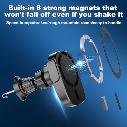 Qi for MagSafe Car Mount Charger,15W Fast Charging Dashboard Magnetic Cell Phone Holderor Your Car Clip 360° Rotation Air Vent,Cell Phone Car Mount for iPhone16/15/14/13/12 – Enhanced Compatibility and Speed