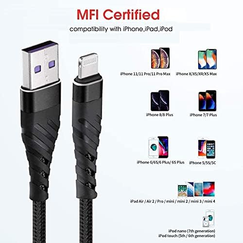 Cyven Smart 3-Pack 6 Ft MFi Certified Lightning Cables – Fast Charging USB A to Lightning Cords for i Phone 14/13/12/11/XS/XR/X/8/7/6/5/SE Plus Pro Max Mini – Durable Red Design for Ultimate Flexibility and Speed
