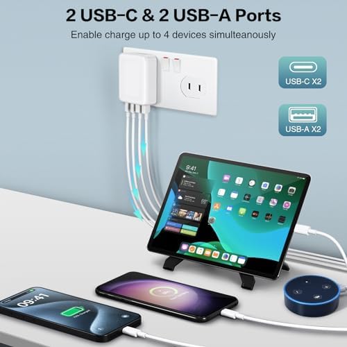 High-Performance 3-Pack USB C Power Adapter – 40 W Slim Fast Charging Hub with 4 Universal Ports and Compact Foldable Plug for i Phone 16/15/14/11/12/13 Pro/Max, i Pad, Samsung Galaxy & More – Travel-Ready Charging Solution for Home and Office Use