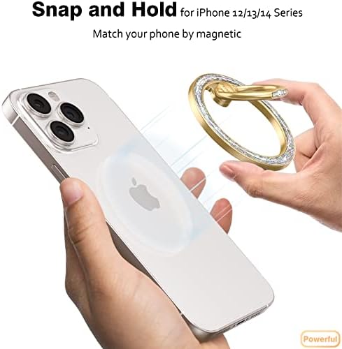 Allengel Bling Silver Magnetic Phone Grip – Stylish Mag Safe-Compatible Ring Holder & Kickstand for i Phone and Smartphones – 360-Degree Rotation, Secure Grip, and Elegant Design for Effortless Hands-Free Experience