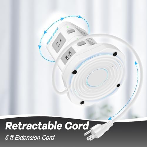 Revolutionize Your Charging Setup with ODOM’s 15 W Wireless Charging Power Strip Tower – 10 AC Outlets, 4 USB Ports, 1800 J Surge Protection, and 6 Ft Retractable Cord for Ultimate Home Office Efficiency and Device Safety