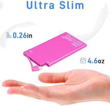 TNTOR Ultra-Thin 5000 m Ah Portable Charger with Built-in Lightning Cable – Lightweight Power Bank for i Phone 14/13/12/11/X/8 – Essential Travel Companion for Fast Charging and Enhanced Device Compatibility