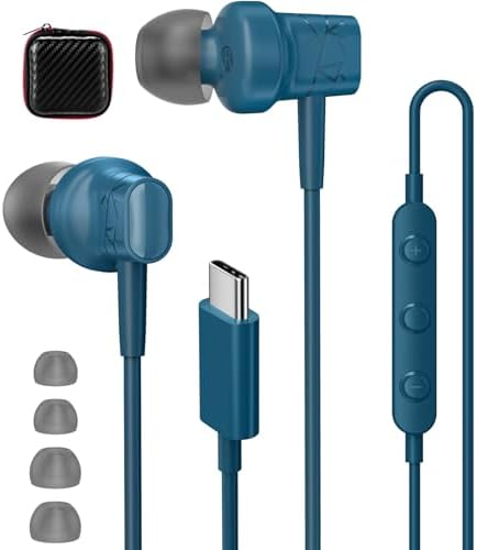 APETOO USB C Wired Earbuds – Premium In-Ear Headphones with Built-in Microphone for Galaxy S24, S23 Ultra & i Phone 16 Plus – Exceptional Sound Clarity, Ergonomic Fit, and Tangle-Free Cord for Ultimate Listening Freedom