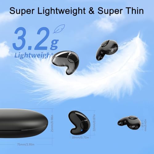 Experience Restful Nights with Invisible Sleep Wireless Earbuds – Ergonomic Earphones for Side Sleepers, Fast Charging Type-C Case, Built-in Mic for Hands-Free Use (Black) – Perfect Comfort for Quality Sleep and Relaxation