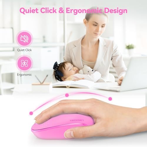 TECKNET 2.4 GHz Wireless Mouse – Ultra-Quiet & Portable Computer Companion with Adjustable DPI, USB Receiver, and Ergonomic Design for Seamless Use Across Chromebook, Laptop, PC & Mac – Enhance Productivity Effortlessly