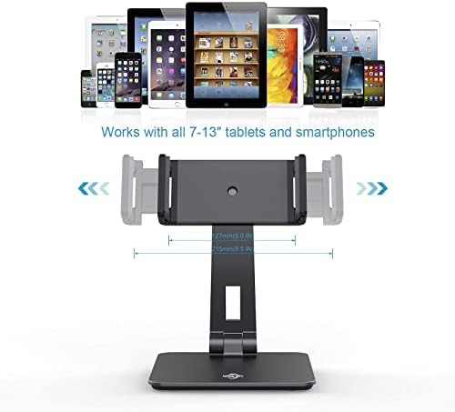 KABCON Adjustable Multi-Angle Aluminum Tablet Stand – Premium Dock for 4”-14” Devices Including i Pad, Samsung Galaxy, and Kindle Fire – Experience Ultimate Comfort with Hands-Free Viewing and Enhanced Productivity