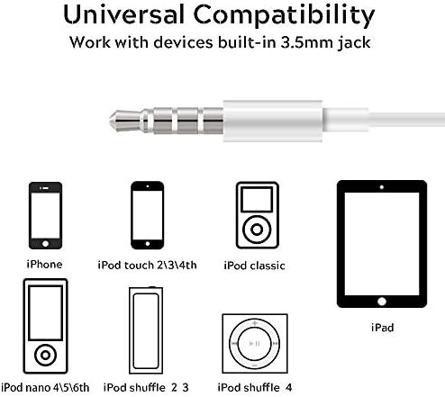 Jelanry Premium 3.5 mm Earbuds with Integrated Remote for Apple Devices – Superior Sound and Comfort for Shuffle and Touch Models – Perfect for Music Lovers on the Go – Tangle-Free, Lightweight Design with Enhanced Bass for Ultimate Listening Experience – Ideal for Daily Use and Workouts – Durable and Stylish in Classic White