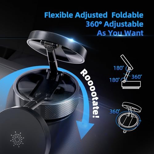 Magnetic Car Phone Holder for MagSafe,89+ LBS Vacuum Suction Phone Mount,360° Adjustable Car Phone Mount,Cell Phone Holders for Your Car for All Smartphones & All Car Models – Enhanced Compatibility and Speed