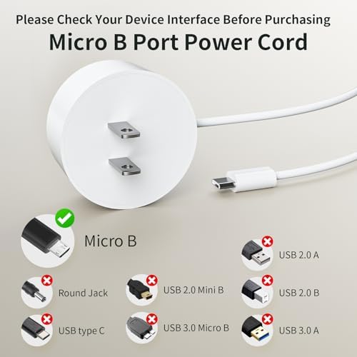 High-Performance 5 FT Micro B Power Supply Cable for Google Home Mini (1 st Gen) – Premium AC Charger in Elegant White for Enhanced Smart Device Efficiency – Tailored for Seamless Operation with Google Home Mini – Not Compatible with Google Home, Nest, or Google Mesh Systems – Reliable and Durable Charging Solution for Consistent Smart Home Functionality – Flexible Length for Optimal Speaker Placement – Ideal Replacement Power Adapter for Uninterrupted Performance and Maximum Convenience