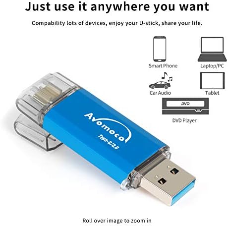 128 GB USB 3.1 Type C Dual High-Speed Photo Backup Stick – Effortless Data Transfer for Android Devices & Tablets – Versatile Memory Drive for Galaxy, LG, Google, Moto – Compact & Durable Storage Solution for Photos, Videos, and Files