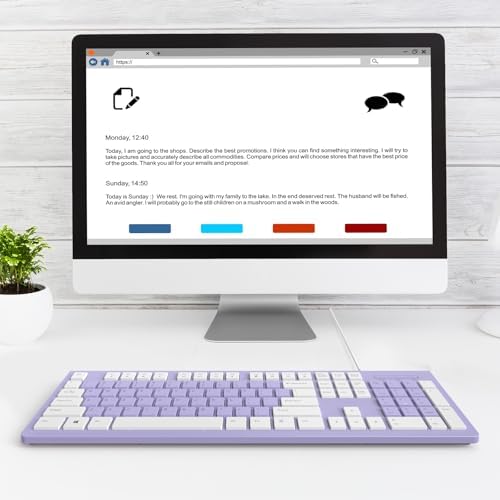 Upgrade Your Typing Experience with the Spill-Resistant USB Wired Keyboard – Low Profile Chiclet Keys, Large Number Pad, and Ergonomic Design for Enhanced Comfort and Speed – Perfect for Professionals and Home Users (Black)