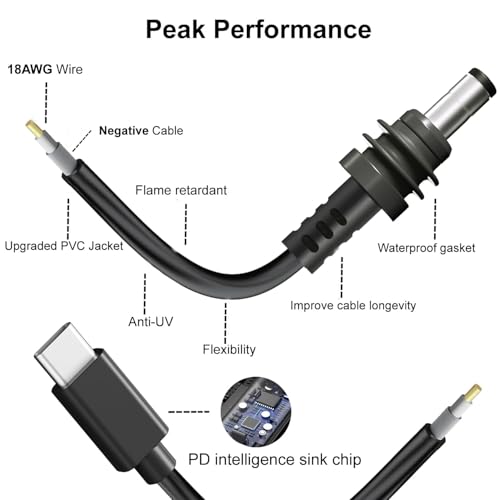 Starlink Mini USB C to DC Power Cable,5M/16.4FT, PD 20V Type C to DC Male Cord, Waterproof,Fireproof,Anti-UV,Compatible with 65W+PD 20V Protocol Power Bank/Source – Enhanced Compatibility and Speed