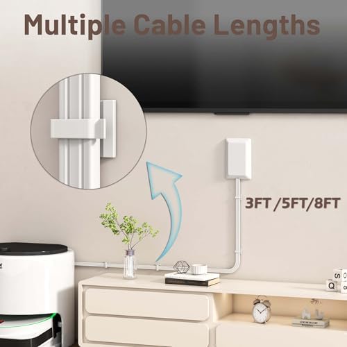 Ultra-Thin 3 FT Flat Plug Extension Cord with Baby-Proof Outlet Covers – Versatile 3 Outlet Power Strip for Safe Home Use, ETL Listed, Compact Cord Concealer Kit, 13 A 125 V 1625 W – Perfect for Kitchens and Tight Spaces, White Finish for Seamless Integration