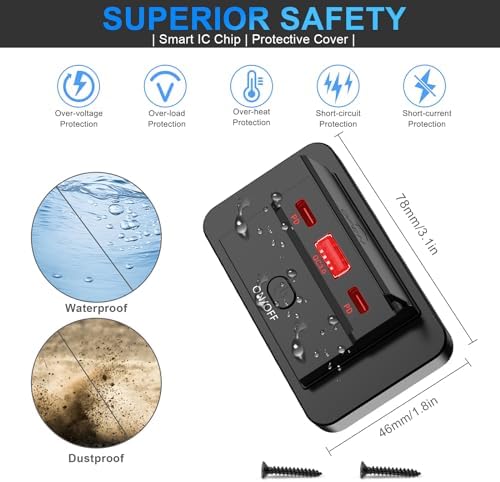 3-Port 12 V RV USB Charging Station – 2 PCS Dual PD3.0 & QC3.0 Quick Charge Adapter for Enhanced Automotive Power Supply – Ideal for RVs, Boats, Motorcycles & Trucks – Fast, Reliable, and Wall-Mountable Solution for All Your Devices