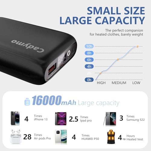 Ultimate 7.4 V 16000 m Ah Heated Vest Battery Pack – Portable Power Bank with DC Adapter for Heated Jackets – Long-lasting Warmth & Versatility for Outdoor Adventures – Ideal for Cold Weather Comfort and Device Charging