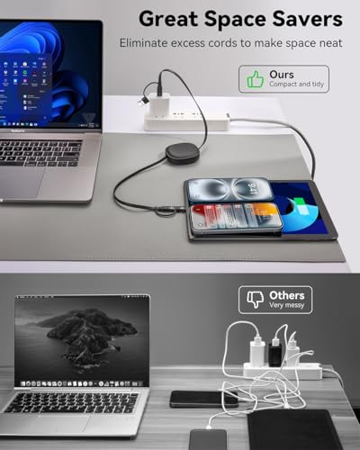 Versatile 5 in 1 Retractable Charging Cable Pack – 60 W USB C to Lightning Fast Charge for i Phone 16/15/14 Pro Max, i Pad & Samsung S24/S23 – Ideal Multi Device Solution for Home & Travel with Enhanced Durability