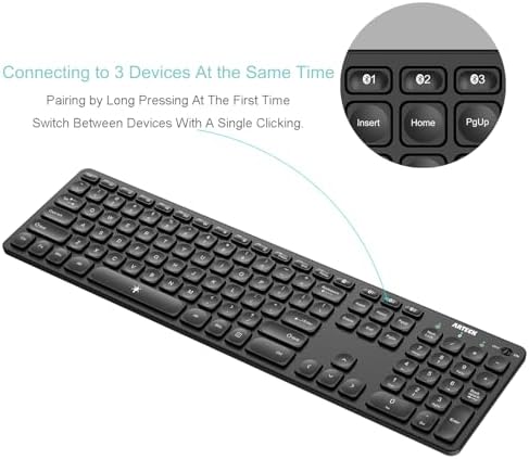 Transform Your Typing with the Arteck Universal Backlit Wireless Bluetooth Keyboard – Multi-Device Compatible & Rechargeable with 7-Color Adjustable Illumination for Windows, i OS, Android, and More! Elevate Your Workspace’s Style and Efficiency!
