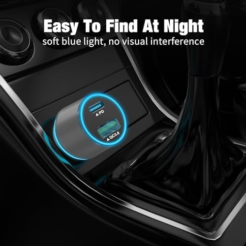 Dual Port 38 W USB-C Car Charger (2 Pack) – Fast Charge Your i Phone 16 Pro/Max/Plus & Samsung Galaxy S25/S24/S23 with 20 W PD & 18 W QC – Includes 3.3 FT Type C Cable – Sleek Black Design for Enhanced Compatibility and Efficiency, Perfect for Road Trips and Daily Commutes