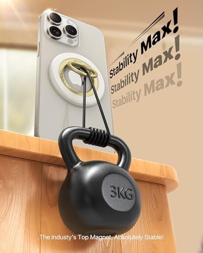Revolutionize Your Phone Handling with the 2025 Sability Max Magnetic Grip – Unmatched Dual-Sided Magnet and Rotating Ring Design for Mag Safe i Phone 16 Pro Max, 15, 14, 13, 12 & Samsung S25 – Essential Gym Accessory in Chic Grey for Effortless One-Handed Operation and Versatile Device Compatibility