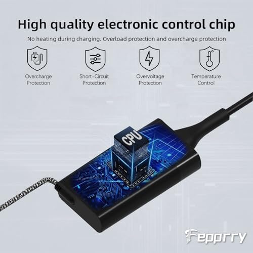 Ultra-Fast 65 W USB-C Charger for HP Laptops – Slim, Lightweight Design for Enhanced Portability and Compatibility with ZBook, Spectre, Elite Book, Chromebook Series – Quick Charge Technology for Efficient Power Delivery and Seamless Performance