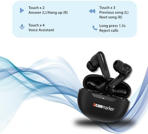 Premium Scanmarker Bluetooth Wireless Earbuds – Ergonomically Engineered for Extended Wear, 32-Hour Playtime with Quick Charge, and Advanced Noise Cancellation for Ultimate Immersion in Sound Experience unparalleled audio fidelity with Scanmarker Bluetooth Wireless Earbuds, expertly designed for audiophiles who prioritize comfort and performance. Featuring an impressive 8 hours of uninterrupted listening on a single charge and a total of 32 hours with the portable charging case, these earbuds are tailored for dynamic lifestyles. The state-of-the-art Bluetooth technology ensures seamless pairing with all your devices while the integrated microphone guarantees superior call clarity and voice command functionality. Crafted with an ergonomic fit, these earbuds provide a secure and comfortable experience, whether you’re working out, commuting, or enjoying leisure time. The sophisticated noise-cancelling capability allows for deep immersion in your favorite tunes, effectively blocking out external distractions. Enhance your audio journey with Scanmarker Wireless Earbuds, where cutting-edge technology meets exceptional convenience.