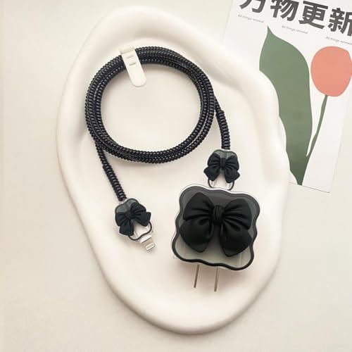 Adorable 3 D Cartoon Charger Protectors – Kitty & Bear Pack of 2 for i Phone 11, 12, 13, 14 Pro Max – Cute Silicone Cable Sleeves for Enhanced Durability & Style – Protect Your Charging Heads from Damage & Dust with Kawaii Designs – Compatible with 18 W & 20 W i Phone Chargers – Lightweight & Portable Charging Accessories for Everyday Use