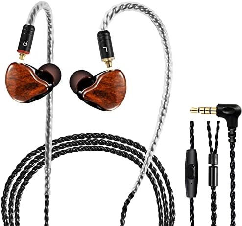 Premium Hi-Fi Dual Driver In-Ear Monitor Earbuds with Detachable Cable – Noise-Canceling Headset for Musicians, Singers & Audiophiles | Elegant Wood Grain Design for Superior Sound Isolation and Versatile Compatibility