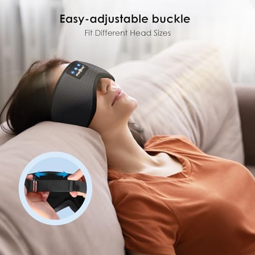 Transform Your Sleep Experience with the MUSICOZY Bluetooth Sleep Mask – Premium Wireless Eye Cover Featuring Built-In Earbuds for Ultimate Comfort, Perfect for Side Sleepers, Office Relaxation, and Travel – Advanced Bluetooth 5.4 Connectivity for Effortless Pairing and High-Quality Sound, Ideal Tech Gift for Anyone Seeking Restful Slumber.