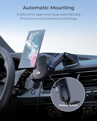Upgrade Your Driving Experience with the i Ottie Auto Sense 2 Qi Wireless Charging Air Vent Phone Holder – Effortless Auto-Clamping Smartphone Mount for Secure Vehicle Access – Compatible with i Phone, Google Pixel, Galaxy, LG, Huawei & More – Tangle-Free One-Hand Operation for Enhanced Safety and Convenience in Every Journey