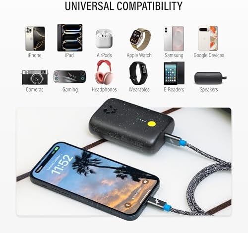 Ultimate Champ 10,000 m Ah Portable Charger – Dual USB-C Power Bank with 20 W Fast Charging for i Phone, Laptops, Tablets & More – Travel Essential with Included Cable for Enhanced Device Compatibility and Performance