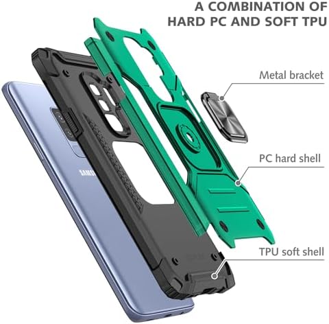 Rugged Military-Grade Shockproof Case for Samsung Galaxy S9 Plus – Red Armor with Built-in Kickstand and Magnetic Car Mount for Ultimate Protection and Style – Perfect for Active Lifestyles