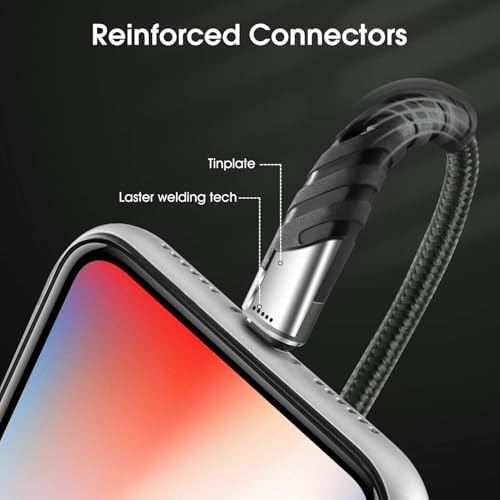 Cyven Smart 3-Pack 6 Ft MFi Certified Lightning Cables – Fast Charging USB A to Lightning Cords for i Phone 14/13/12/11/XS/XR/X/8/7/6/5/SE Plus Pro Max Mini – Durable Red Design for Ultimate Flexibility and Speed