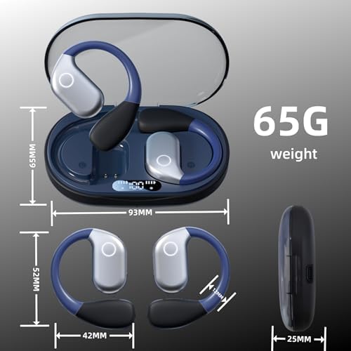 OWS M82 Open Ear Wireless Earbuds – Cutting-Edge Bluetooth 5.3 with 55-Hour Battery Life for Extended Enjoyment, Powerful Deep Bass for Music Lovers, Ergonomic Over-Ear Fit with Secure Earhooks for Active Lifestyles, Advanced ENC Noise-Canceling Mic for Crystal Clear Conversations, Perfect for Fitness and Outdoor Enthusiasts (White) – Elevate Your Listening Experience with Superior Comfort and Premium Sound Quality