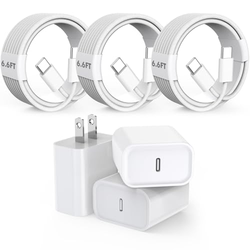 i Phone 16 & 15 Fast Charge Trio: 20 W USB-C Wall Chargers & 10 FT Woven Cables for Ultimate Device Compatibility – Ideal for i Pad Pro, Air Pods, and More – Efficient, Durable, and Perfect for Home or Travel Charging Solutions