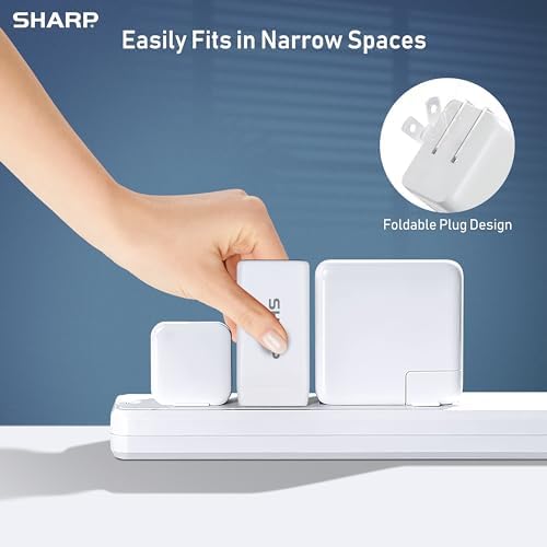 Revolutionize Your Charging Routine with the Sharp 65 W USB-C Multi-Port Wall Charger – Cutting-Edge Ga N Technology Powers Mac Book Pro, i Pad Pro, Galaxy S23, Dell XPS 13, i Phone 15 & More – Three-Port Design for Simultaneous Fast Charging – Compact, Foldable, and Travel-Friendly Solution for Tech Enthusiasts – Ultimate Compatibility for All Your Devices