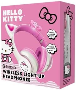 Hello Kitty Light-Up Wireless Bluetooth Headphones for Kids & Adults – Foldable, Adjustable Design with 8-Hour Playtime and Playful LED Earcups for a Fun Audio Experience in White
