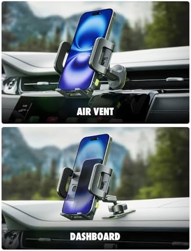 Ultimate Bracketron Car Phone Holder – Versatile Trip Grip Mount for Dashboard & Air Vent with 360-Degree Rotation, One-Handed Release for i Phone, Samsung & Android – Secure, Stylish, and Convenient Driving Companion