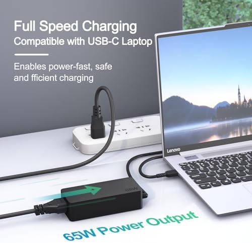 Premium 65 W USB-C Fast Charger for Lenovo Laptops – 14 ft Extended Cable for Yoga, Think Pad, and Chromebook – Global 100-240 V Compatibility – Ultimate Power Delivery for Home, Office, and Travel – Reliable Charging Solution for All Devices with Enhanced Flexibility and Performance