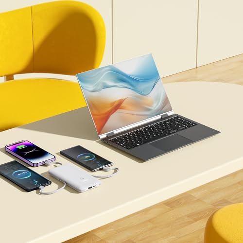 Ultimate Brand Q 10000 m Ah Portable Charger with Built-in Cables and AC Wall Plug – Fast Charging Power Bank with USB-C, Triple Output Ports for i Phone, Tablet & All Smartphones – Perfect Travel Companion for On-the-Go Charging