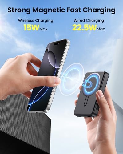 Mag Safe 12000 m Ah Magnetic Portable Charger – Fast PD 22.5 W Power Bank for i Phone 16/15/14/13/12 – Sleek Wireless Battery Pack with Universal USB-C Compatibility for Effortless On-the-Go Charging and Enhanced Device Protection