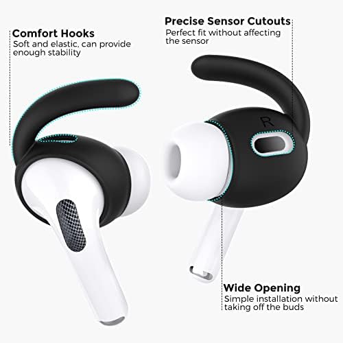 Aha Style Silicone Ear Hooks for Air Pods Pro – 3 Pairs of Anti-Slip Covers with Storage Pouch – Premium Earbud Accessories for Enhanced Comfort and Stability During Activities – Durable, Custom Fit Compatible with Apple Air Pods Pro (White)
