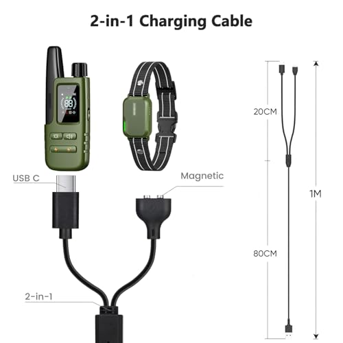 2-in-1 Magnetic & USB-C Dog Shock Collar Charger for Jugbow, Delupet, Yawpet – 3.3 FT Charging Cable with Power Adapter for DT-61/66/67/68/72/73 Training Collars – Enhanced Compatibility for Seamless Training Sessions
