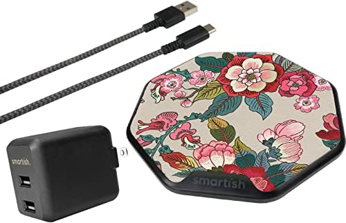 Smartish Charge Island 15 W Fast Wireless Charger – Qi-Certified Non-Slip Charging Pad for i Phone, Samsung Galaxy & Air Pods Pro – Enhance Efficiency with Sleek Design & Built-in Safety Features – Ideal for Home & Office Charging Solutions