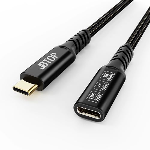 Innovative L-Shaped USB C Extension Cable (2 Pack, 6.6 Ft) – 240 W Power Delivery, 40 Gbps High-Speed Data Transfer, Durable Nylon Braided Design for i Phone 16, i Pad, Mac Book & Mag Safe – Optimal Flexibility for Tightly Spaced Connections