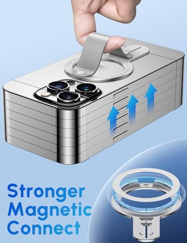 Mag Safe Magnetic Phone Grip for i Phone 12-16 – Ergonomic Detachable Ring Holder in Elegant Silver – Ultimate One-Handed Control and Security – Lightweight Loop Design for Seamless Everyday Use – Perfect Accessory for Enhanced Smartphone Experience